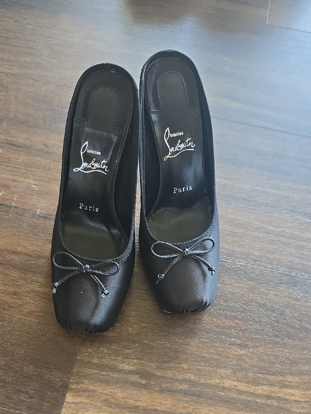 Christian Louboutin Black Satin Bow Pumps Size 37